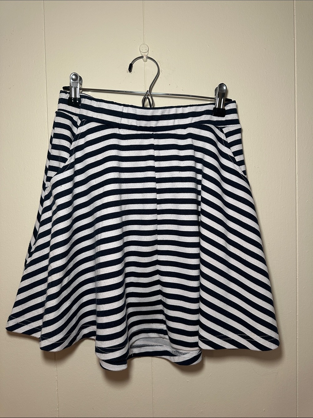 Cotton On Navy and White Striped Skater Skirt